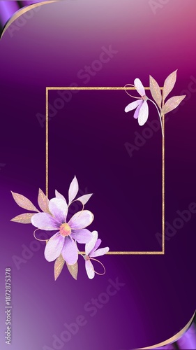 Luxurious frame with floral design on a dark gradient background. Ideal for projects that require a refined and stylish aesthetic with a touch of opulence.