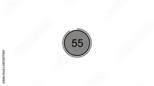  One minute countdown best animation with transparent background, countdown timer from 60 seconds to 0 seconds, One minute countdown timer with alpha channel in 4k on gray circle.