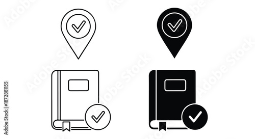 Location checkpoints flat design vector illustration set - icon set in line, solid and filled outline style, Flat Vector icon, icon, Editable stroke icon, Modern icon collection