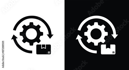 Gear and document sync vector illustration flat design - icon set in line, solid and filled outline style, Flat Vector icon, icon, Editable stroke icon, Modern icon collection