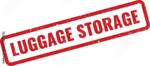 Red grunge stamp indicating luggage storage service for travelers and tourists