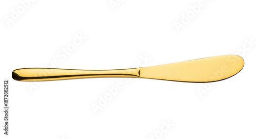 Gold butter knife isolated on transparent background