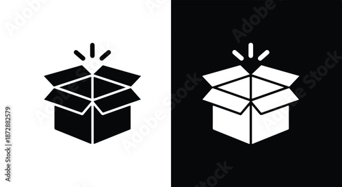 Gift box opening vector illustration flat design - icon set in line, solid and filled outline style, Flat Vector icon, icon, Editable stroke icon, Modern icon collection