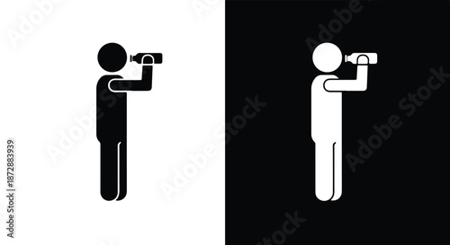 Photographer icons set flat design vector illustration - icon set in line, solid and filled outline style, Flat Vector icon, icon, Editable stroke icon, Modern icon collection