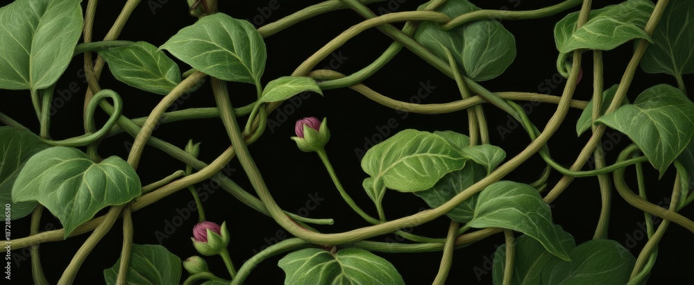 Obraz premium Tangled garden vines curl and intertwine showing life’s intricate bonds