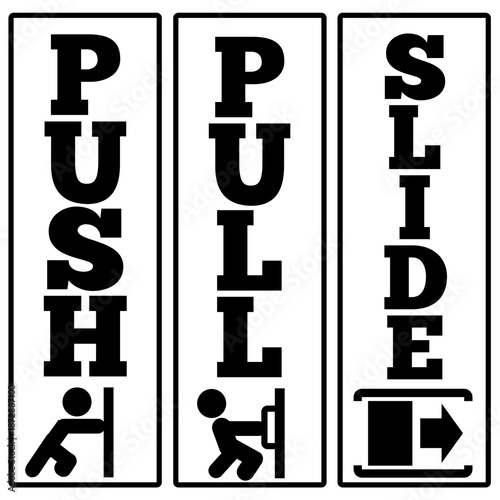 Pull Push Slide Door Icon Sign