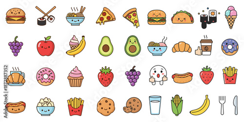 Fully Editable Food Emojis Icons for Web and App Design