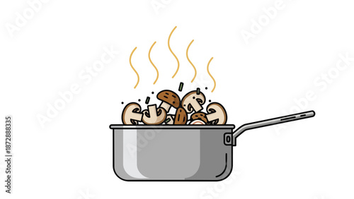 Delicious fungi simmering gently in a sleek pan, exuding warmth and preparing for a wholesome meal.