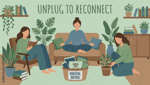 Digital detox and mindful living for women's wellbeing and reconnection