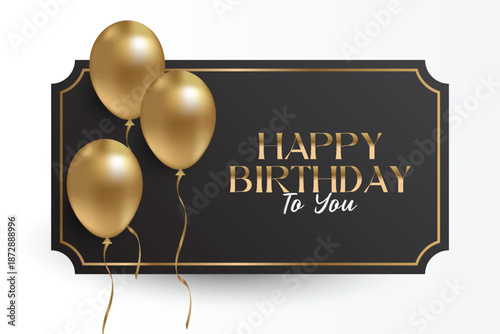 Birthday party luxury elegant invitation card with 3d balloon illustration.