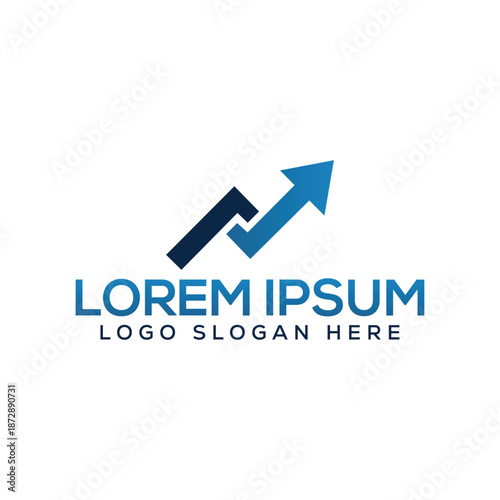 Modern business logo with growing arrow and Lorem Ipsum text