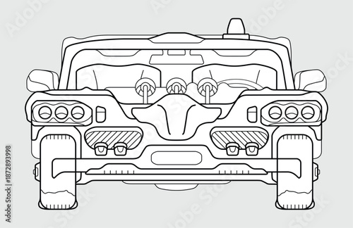 Retro car in outline design...
