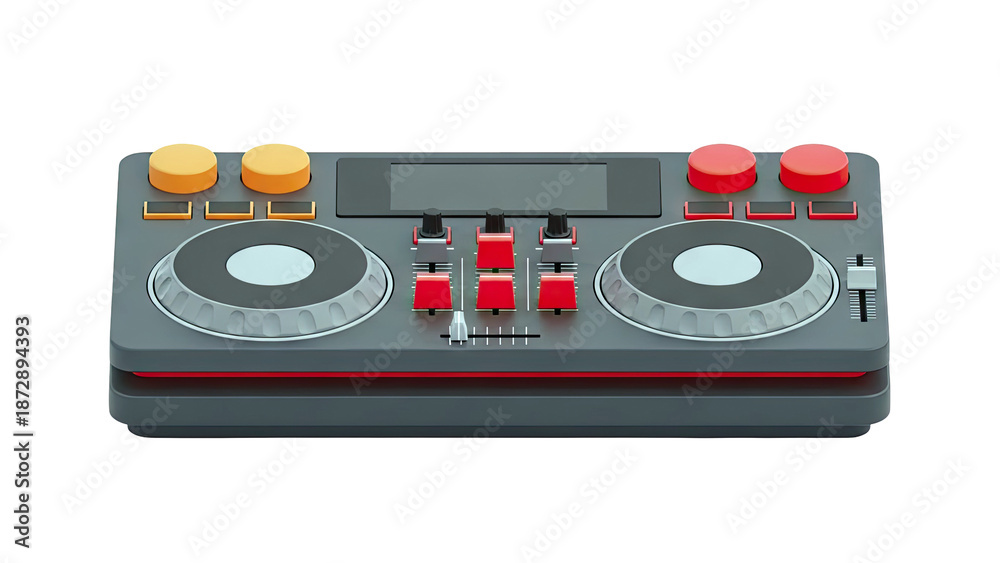 Fototapeta premium DJ Controller with Red and Orange Accents