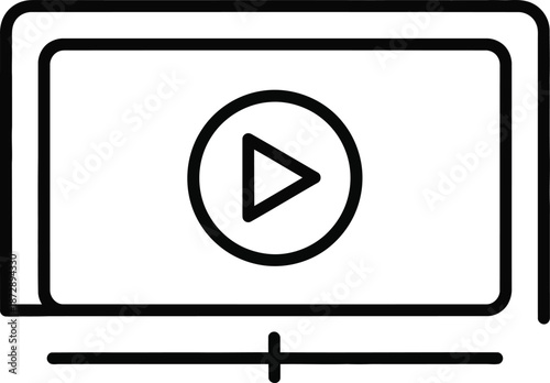 Minimalist video player icon with play button and timeline for multimedia applications