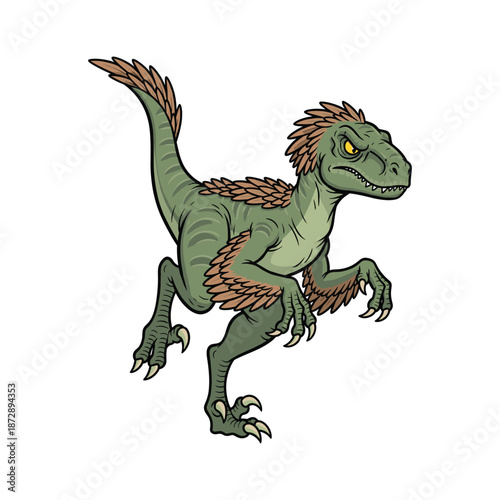 Fierce Cartoon Raptor Dinosaur illustration