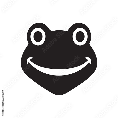  Silhouette frog head cartoon cheerful amphibian smiling vector illustration