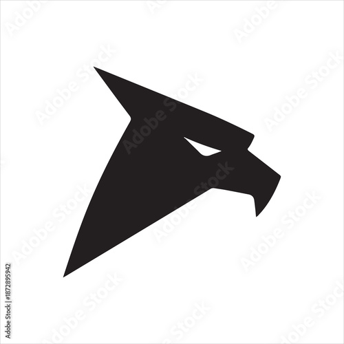  Silhouette eagle head fierce bird falcon hawk minimal vector illustration