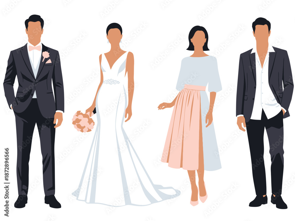 Fototapeta premium Stylish Wedding Party Elegant Attire for a Special Day