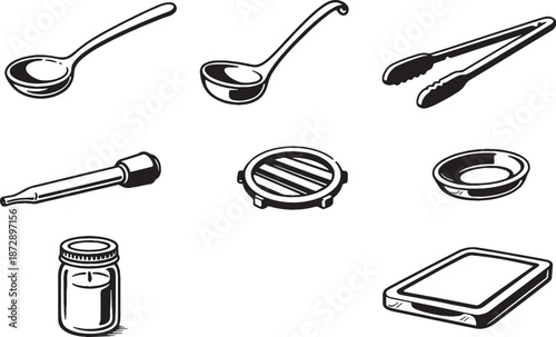 Serving Utensils Icons Set eps