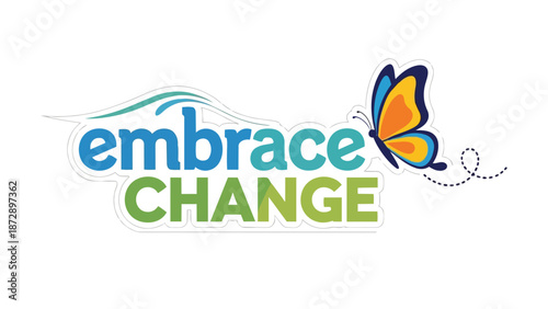 Vibrant visual representation encouraging acceptance of personal growth, featuring a colorful butterfly symbolizing positive evolution and future