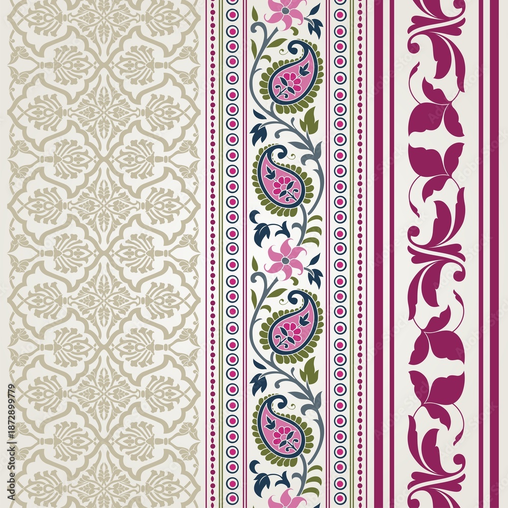 Obraz premium wedding card design, traditional paisley floral pattern , royal India 