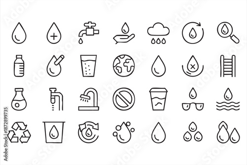 Hygiene and Sanitation Water Icons for Public Health Websites