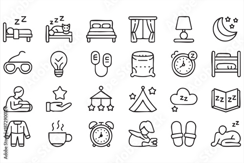 Rest and Recovery Sleep Icons for Wellness Dashboards