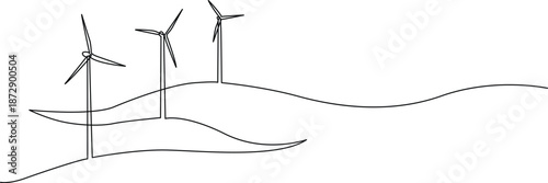 Wind turbines on rolling hills Vector