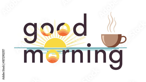 Refreshing digital illustration capturing the essence of a serene morning with coffee and sunrise.