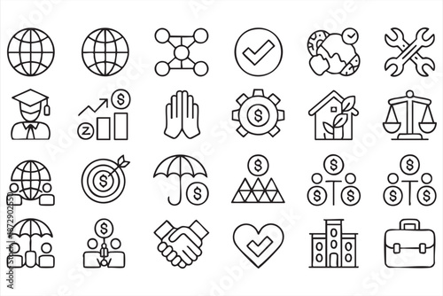 Financial Growth and Insurance Icons for Corporate Planning Tools