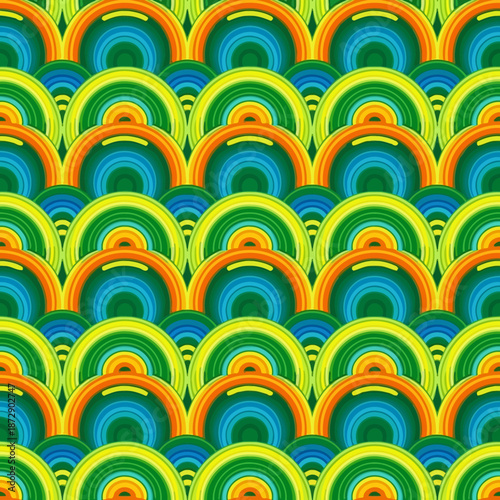 Vibrant Abstract Rainbow Scale Pattern Seamless Background. Vector Illustrations. EPS Editable