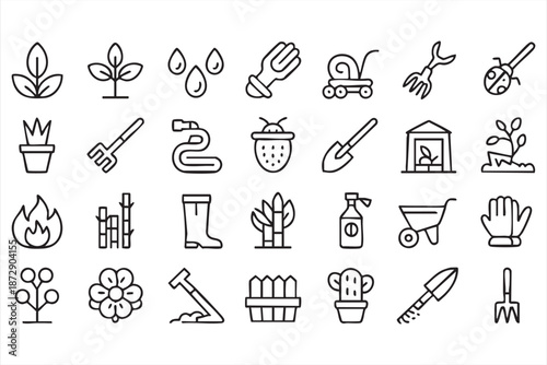 Home Garden Tool Icons for Backyard Management Interfaces