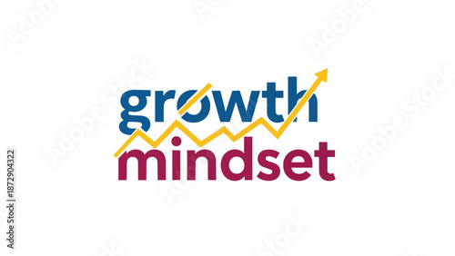 Growth mindset concept illustration with an upward trending graph signifying progress and development