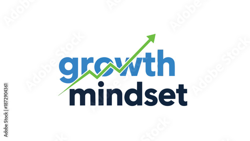 A dynamic emblem symbolizing a positive growth mindset with an ascending trendline, representing continuous learning, personal advancement, and