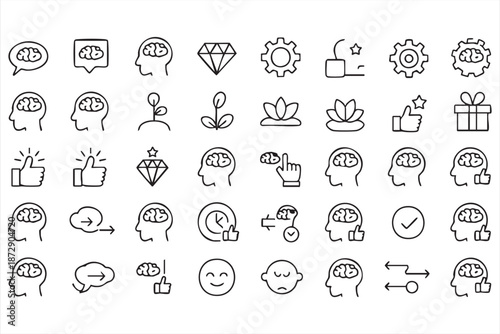Motivation and Cognitive Development Icons for Wellness Platforms