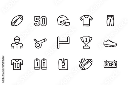 Football Game Interface Icons for Fitness Tracking and Coaching Platforms