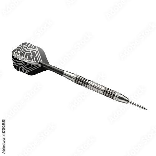 Professional Steel Tip Dart with Black and Silver Patterned Flight