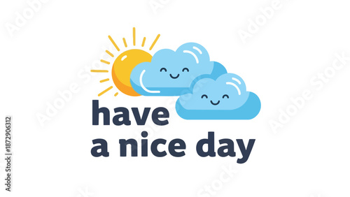 A delightful illustration featuring happy clouds and sun, spreading daily cheer.