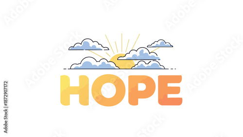 Hopeful sunrise illustration with text, symbolizing new beginnings and enduring optimism.