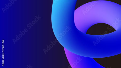 近未来的な立体チューブ曲線の抽象背景　深い紺グラデーション