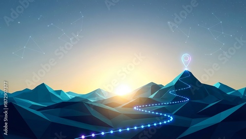 Journey to New Horizons, Futuristic Landscape, Digital Art, Sunrise View
