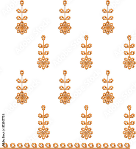 New art work Neck line shirt motif bunch lace border Embroidery Design Pattern Patch floral ornament textile ethnic flowers and leafs plants colur full design seleves and patti Embroidery design
