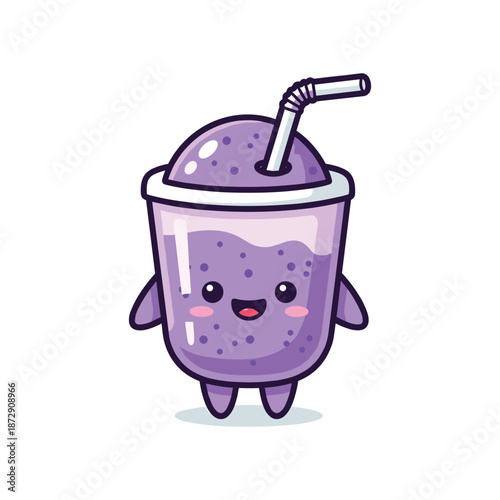 Purple Milkshake Cartoon Character Illustration