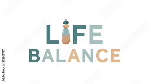 Minimalist Themed Illustration Emphasizing Life Balance with Calm Color Palette and Simple Design Elements for Visual Harmony and Inner Well-being