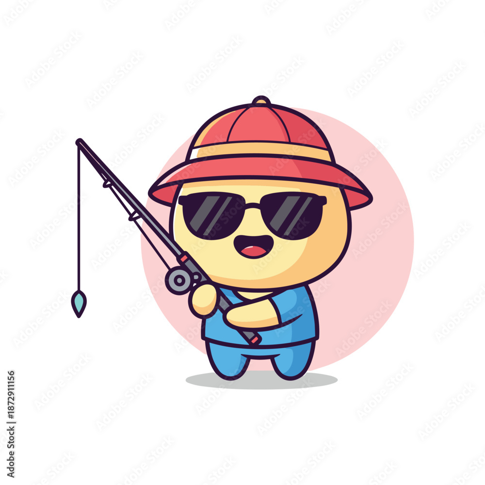 Fototapeta premium Cartoon Character Fishing Illustration