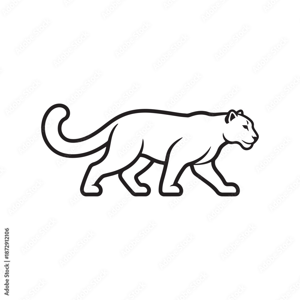 Obraz premium Snow leopard outline vector flat illustration design