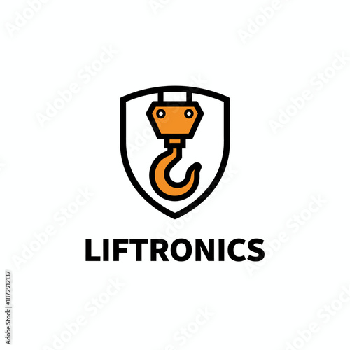 Industrial Crane Hook Shield Logo Design