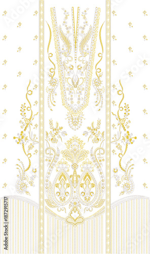New art work Neck line shirt motif bunch lace border Embroidery Design Pattern Patch floral ornament textile ethnic flowers and leafs plants colur full design seleves and patti Embroidery design