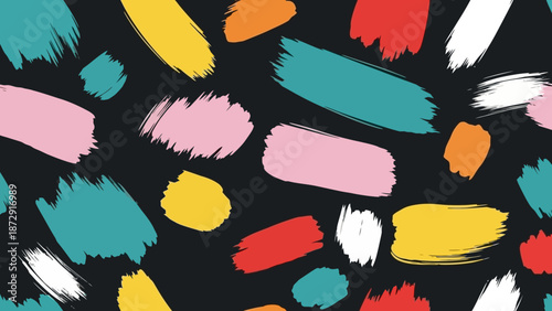 A vibrant and abstract background featuring colorful brush strokes on a dark canvas, evoking a sense of playful creativity and artistic expression.