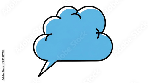 A cartoon speech bubble illustration against a white background with a simple black outline
